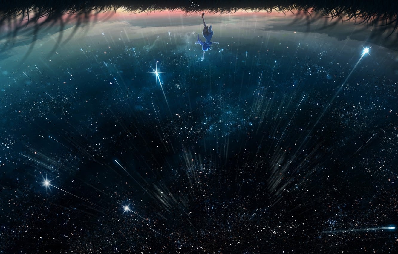 Wallpaper The Sky Girl Night Reflection Starfall By Y