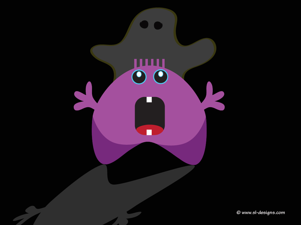 Halloween Desktop Wallpaper Cute Monster And Ghost By Sl Designs
