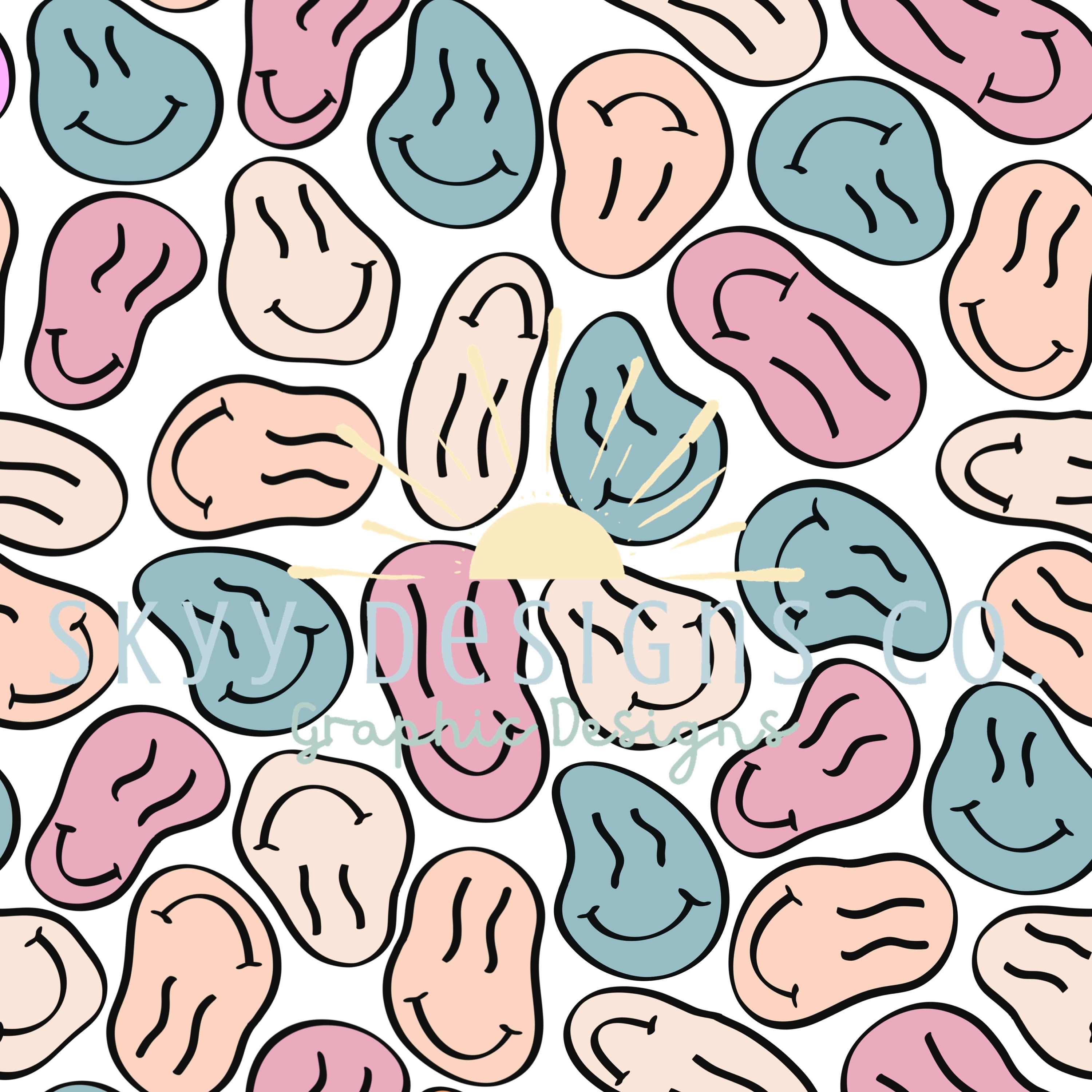 Smiley Face Seamless File Trippy Pattern Pastel