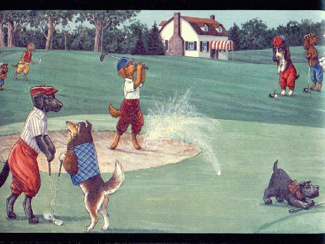 Details About Sport Dogs Play Golf Wallpaper Border Ps2033b