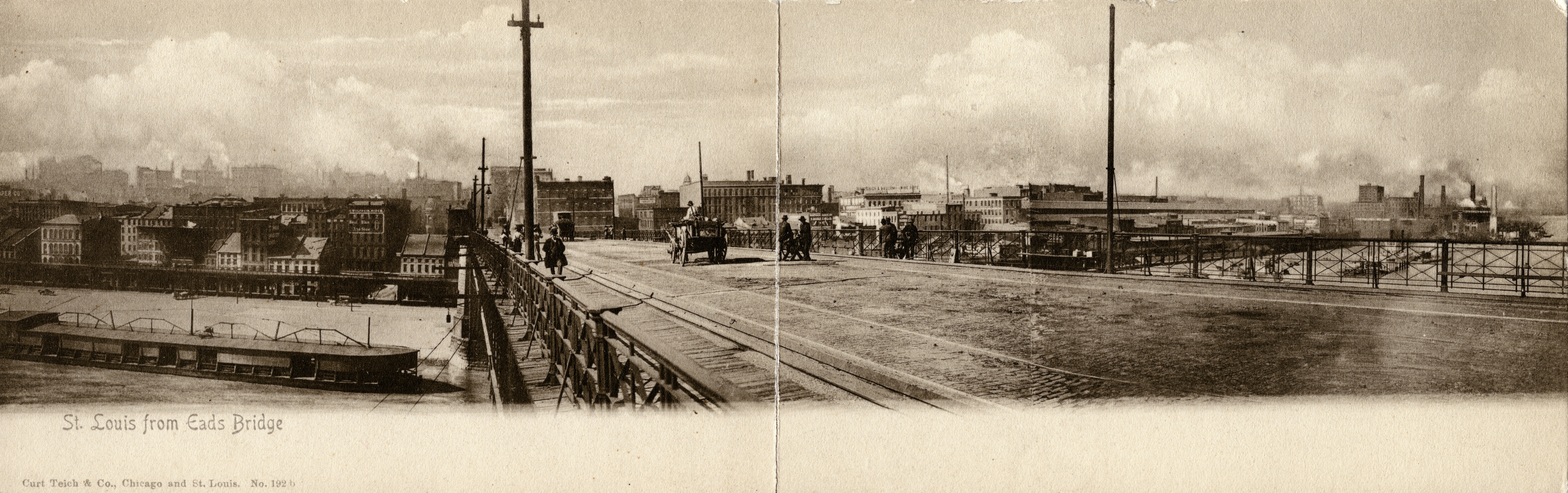 File St Louis From Eads Bridge Panoramic Postcard Of Top