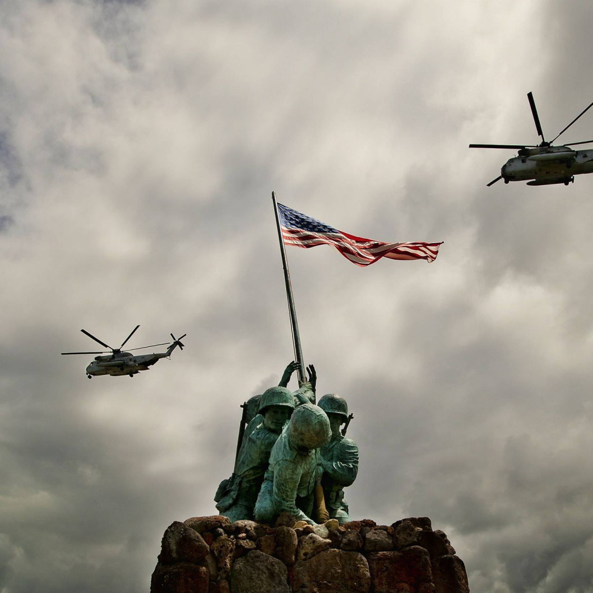 Raising The Flag On Iwo Jima America iPhone Wallpaper