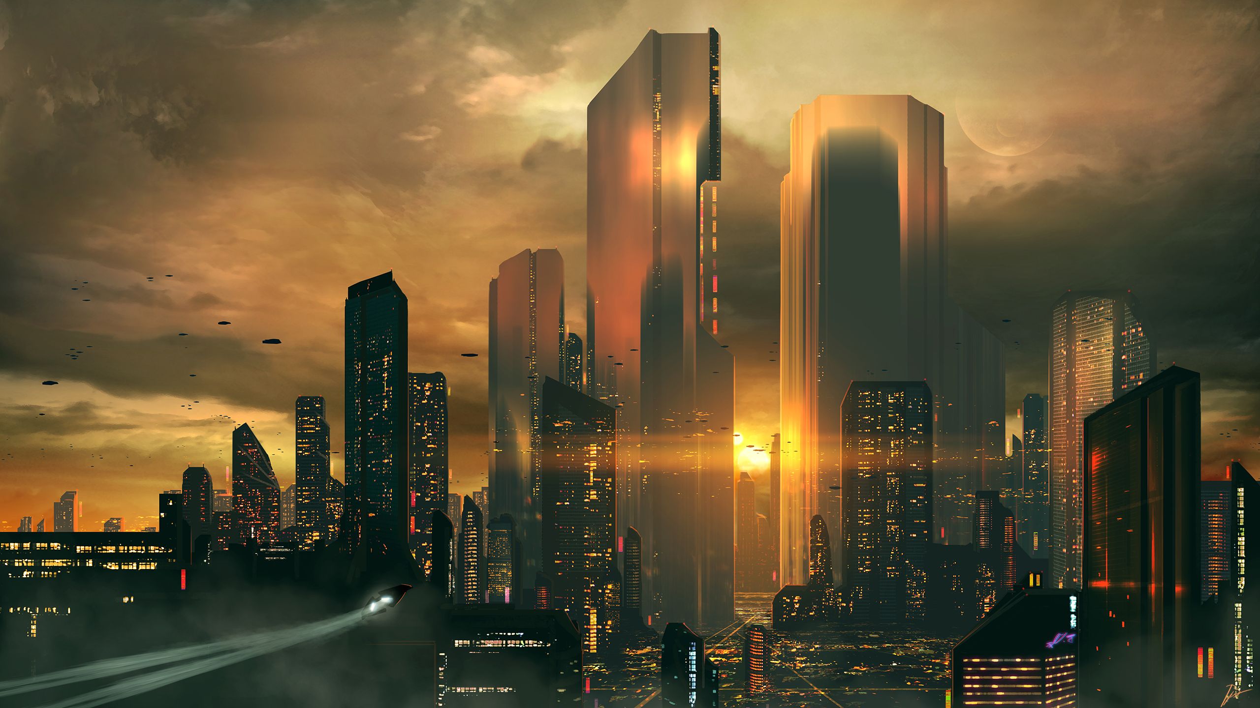 Joeyjazz Futuristic Science Fiction Cityscape Sunset