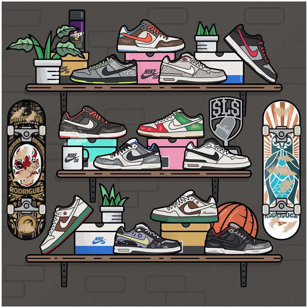 Stylish Sneakers On A Colorful Background Wallpaper