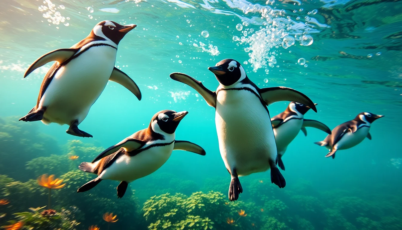 Diving Penguins Wallpaper