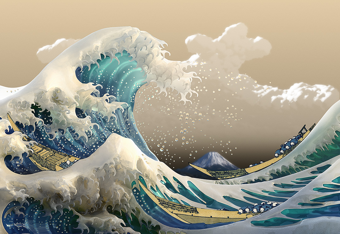 Digital The Great Wave off Kanagawa   Hokusai wallpaper