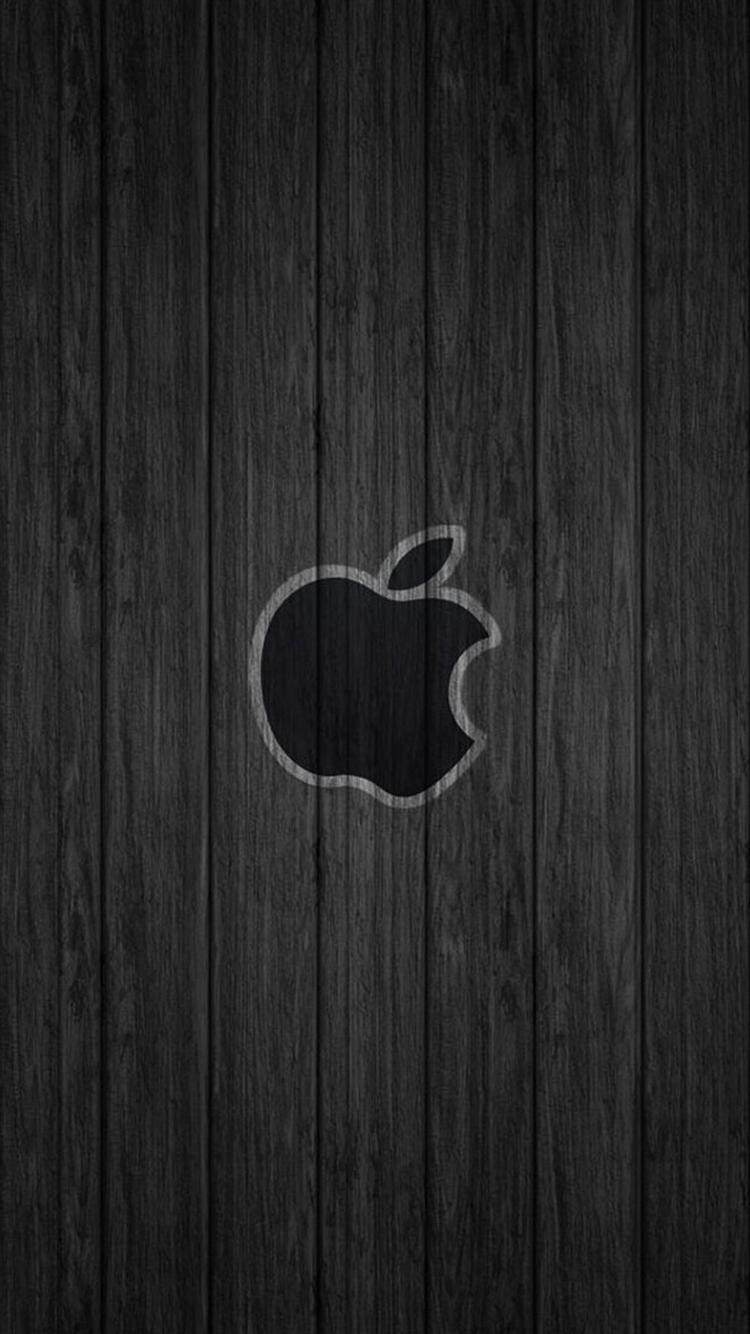Your iPhone HD Black Apple Wood Wallpaper