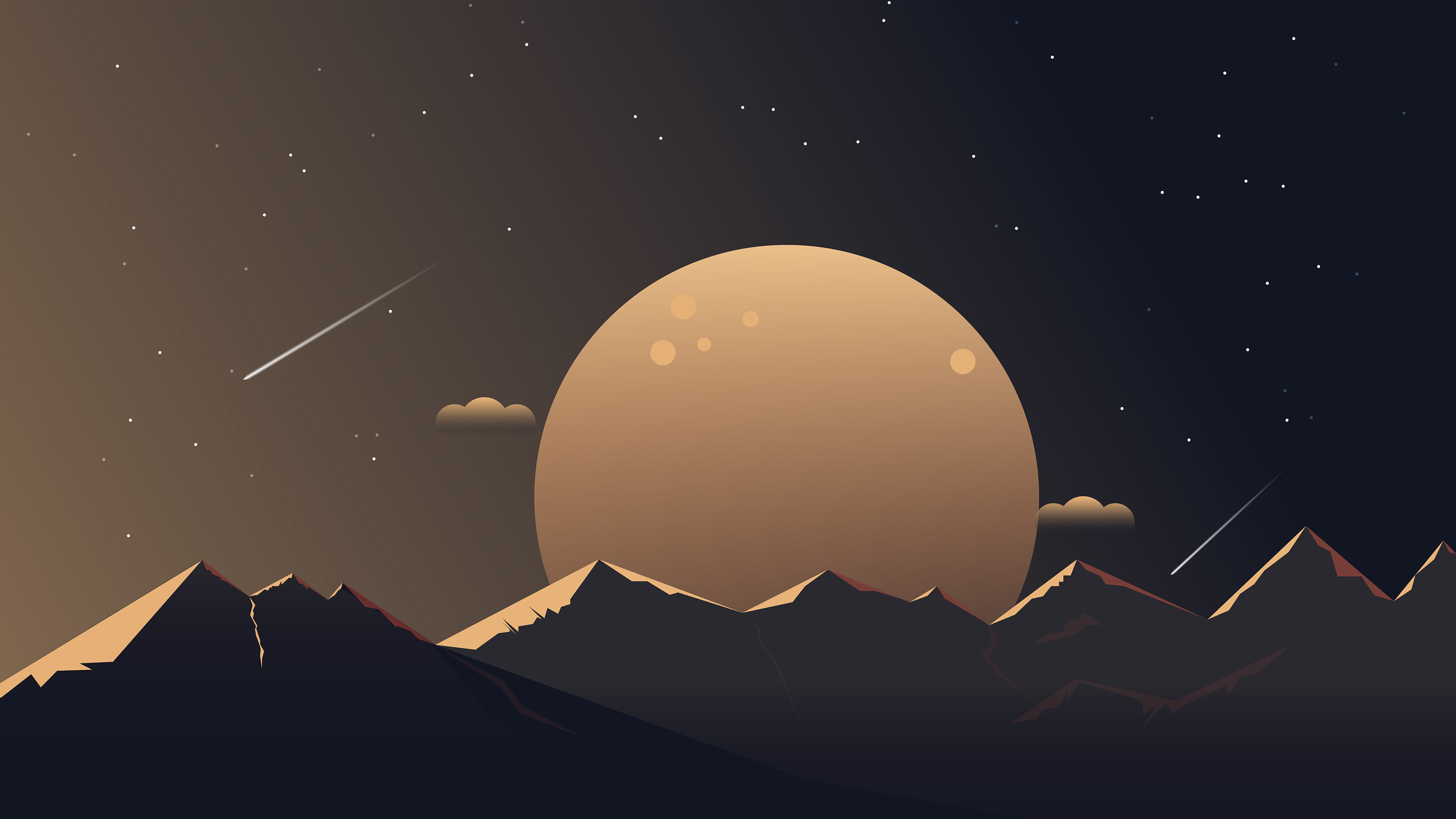 Minimalist Mountains Night 4k HD Wallpaper Image
