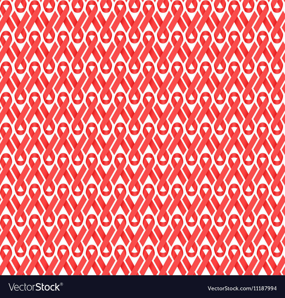 Seamless Red Ribbon Aids Hiv Awareness Background Vector Image