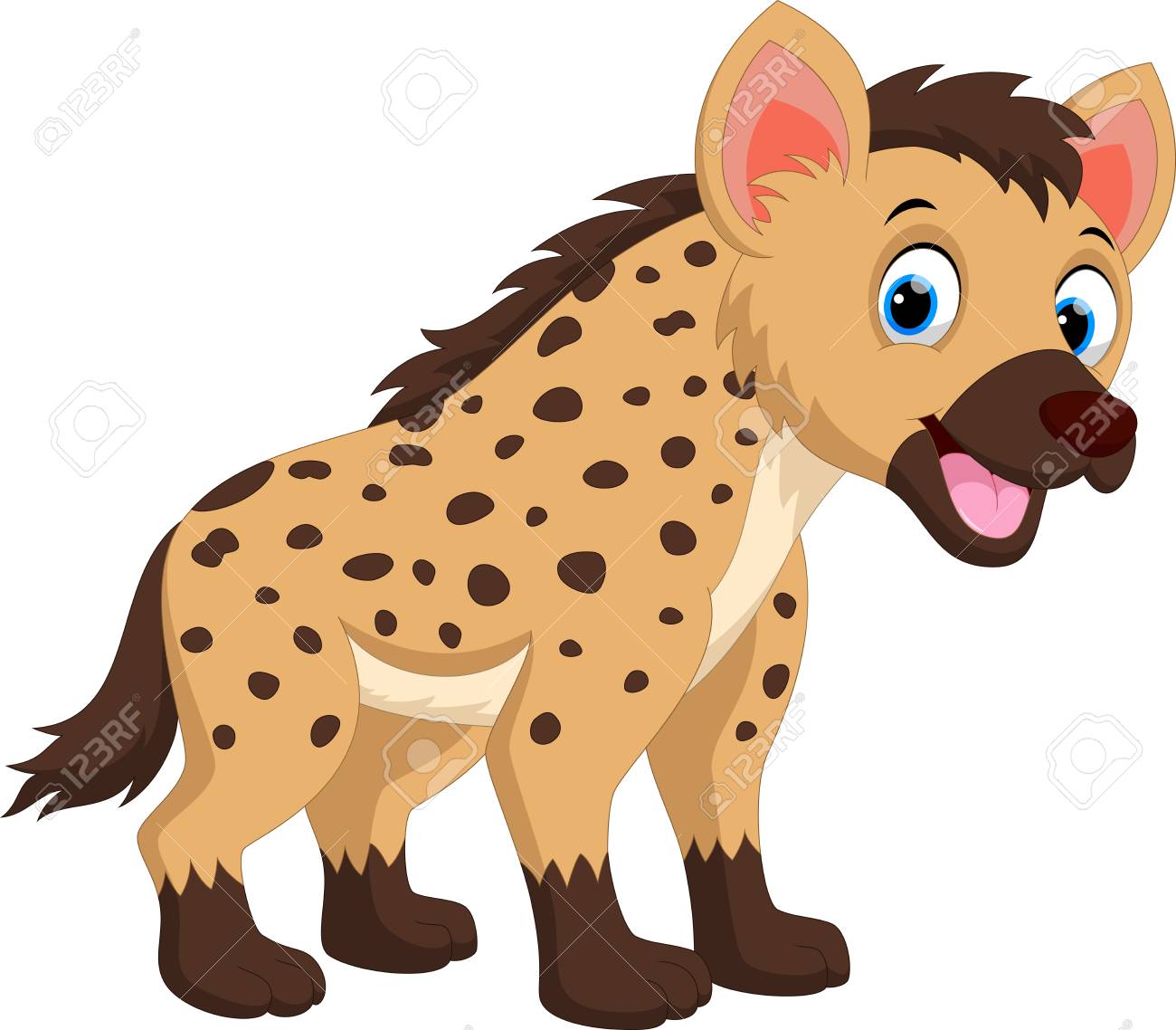Vector Illustration Of Cute Hyena Cartoon Isolated On White