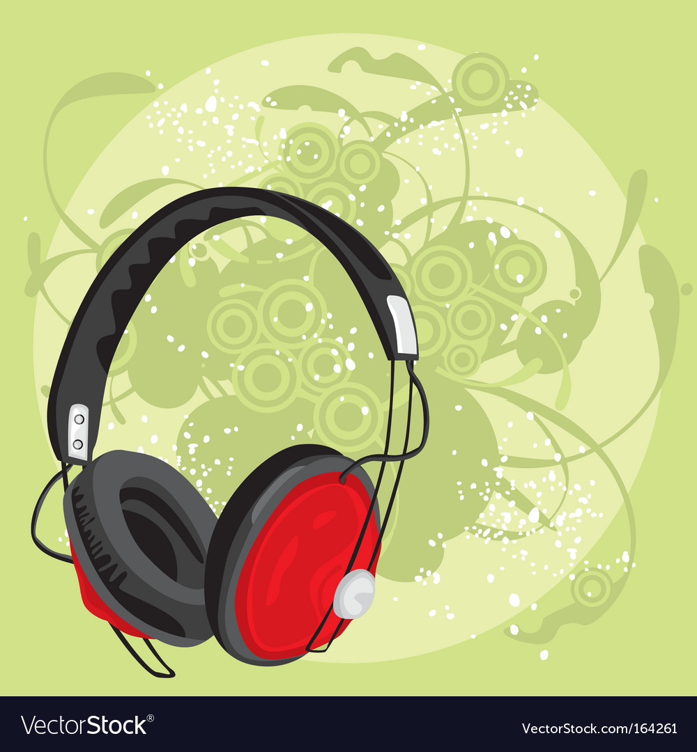 Earphone With Grunge Background Royalty Vector Image