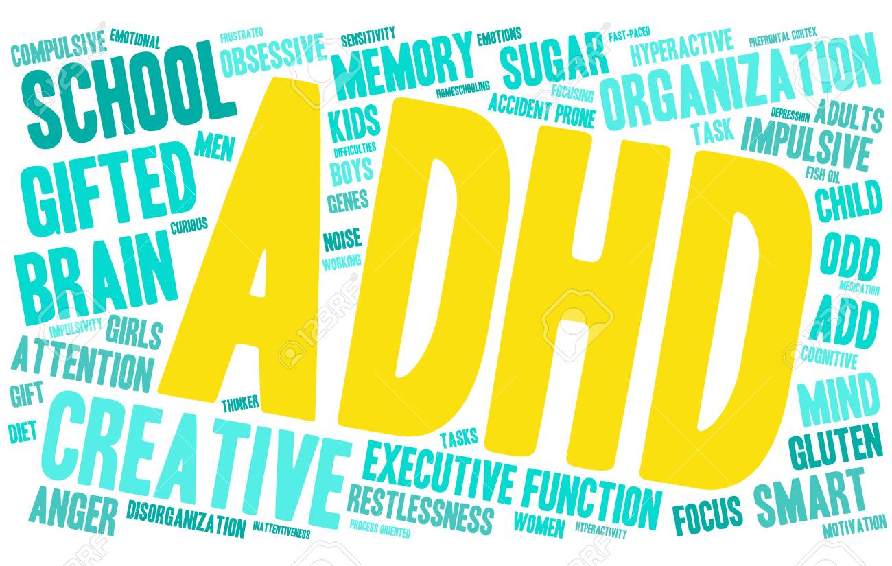 AdHD Word Cloud On A White Background Royalty Cliparts