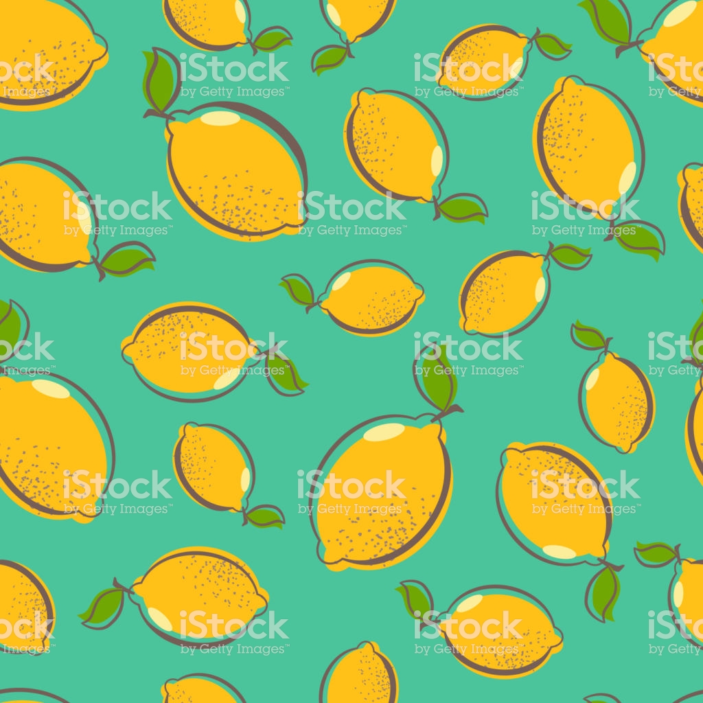 Lemon Summer Fruit Seamless Pattern Or Background Stock