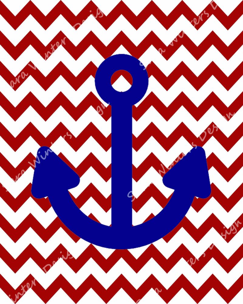 Cute Anchor And Chevron Wallpaper Background Blue