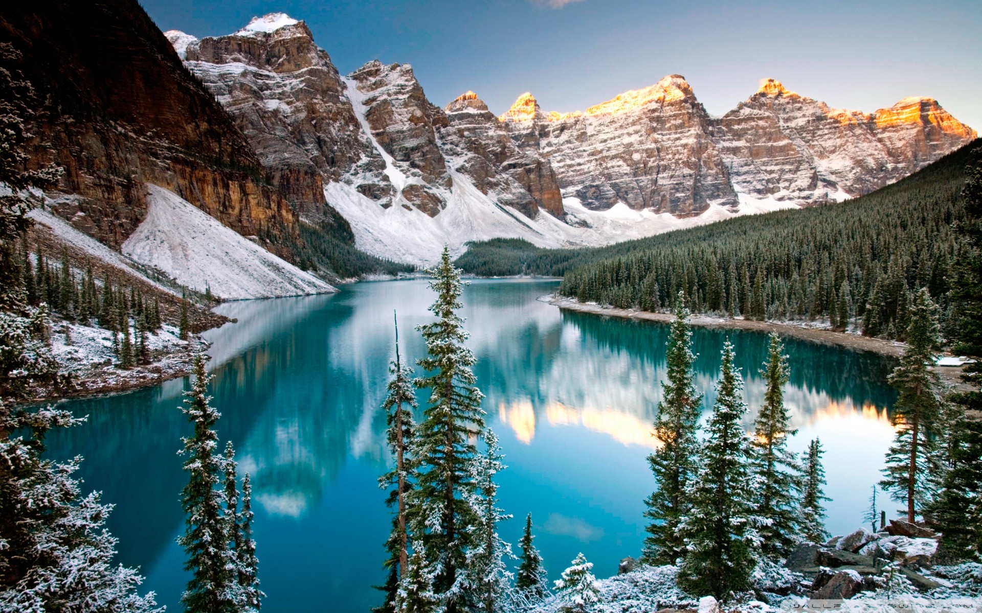 Winter Moraine Lake Alberta Canada 4k HD Desktop Wallpaper