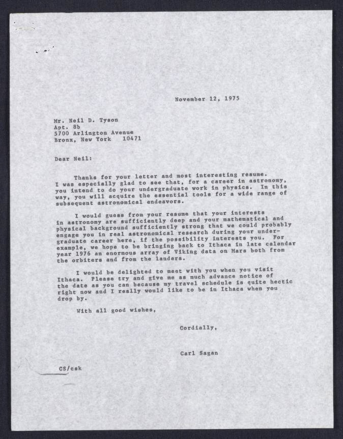 Carl Sagan Writes A Letter To Year Old Neil Degrasse Tyson