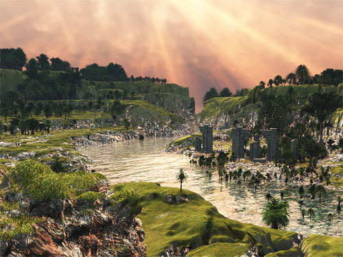 Ancient Land Fantasy Art 3d Desktop Wallpaper