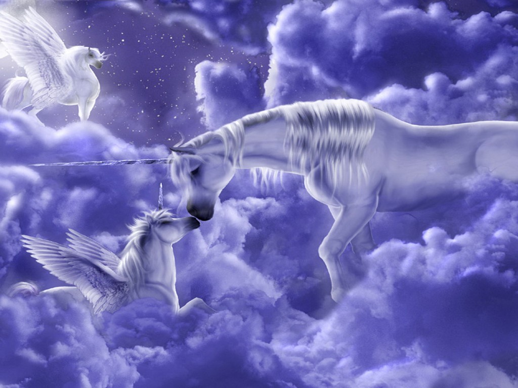 Beautiful Fantasy HD Wallpaper With Unicorns In Clouds