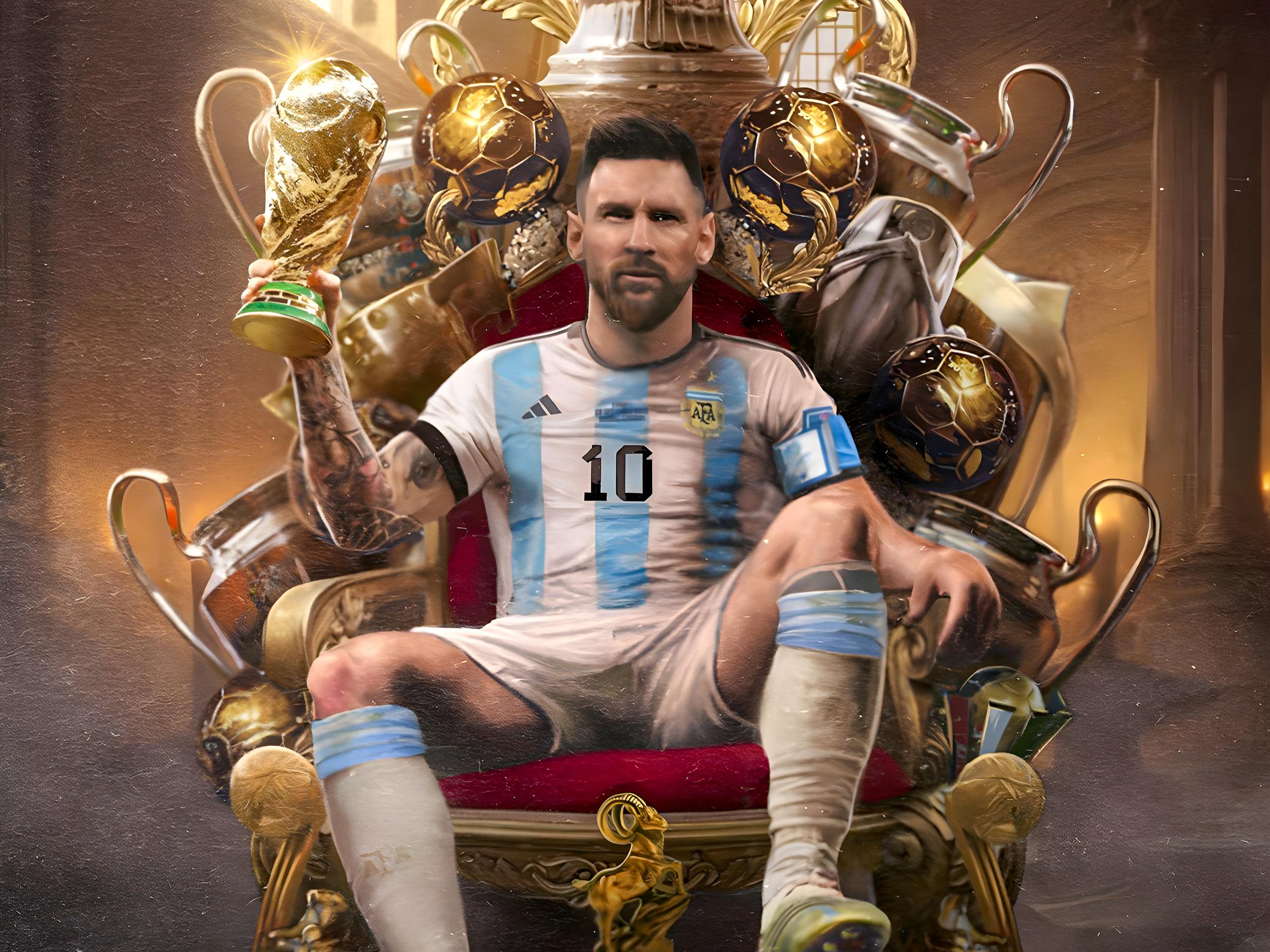 Messi Football Player Throne King Wallpaper In