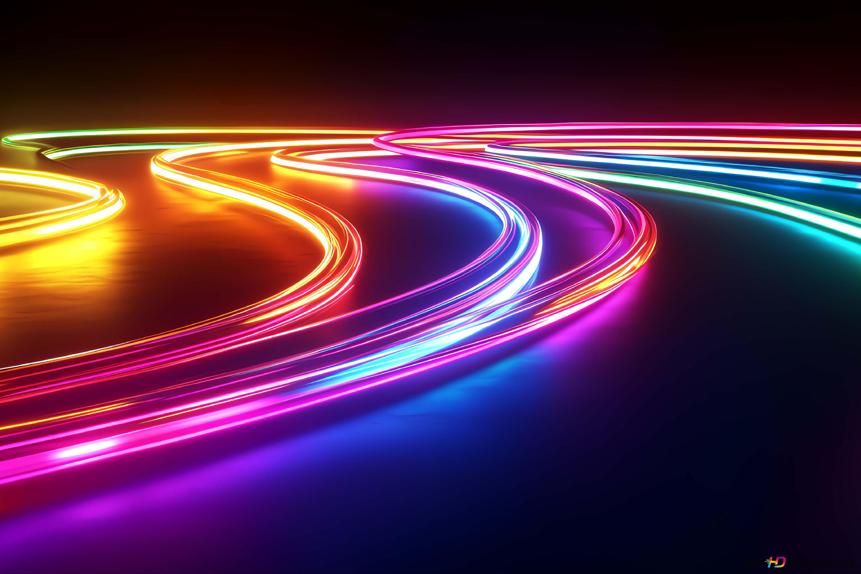 Ethereal Neon Lights Twisting In Harmony 4k Wallpaper