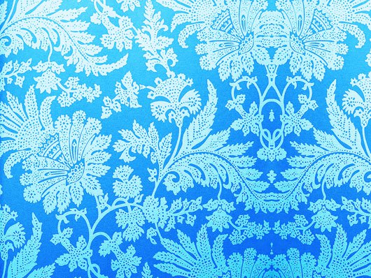 Damask Bright Blue Wallpaper
