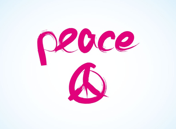Peace Sign Vector Design Featuring The Word In A Paint Brush