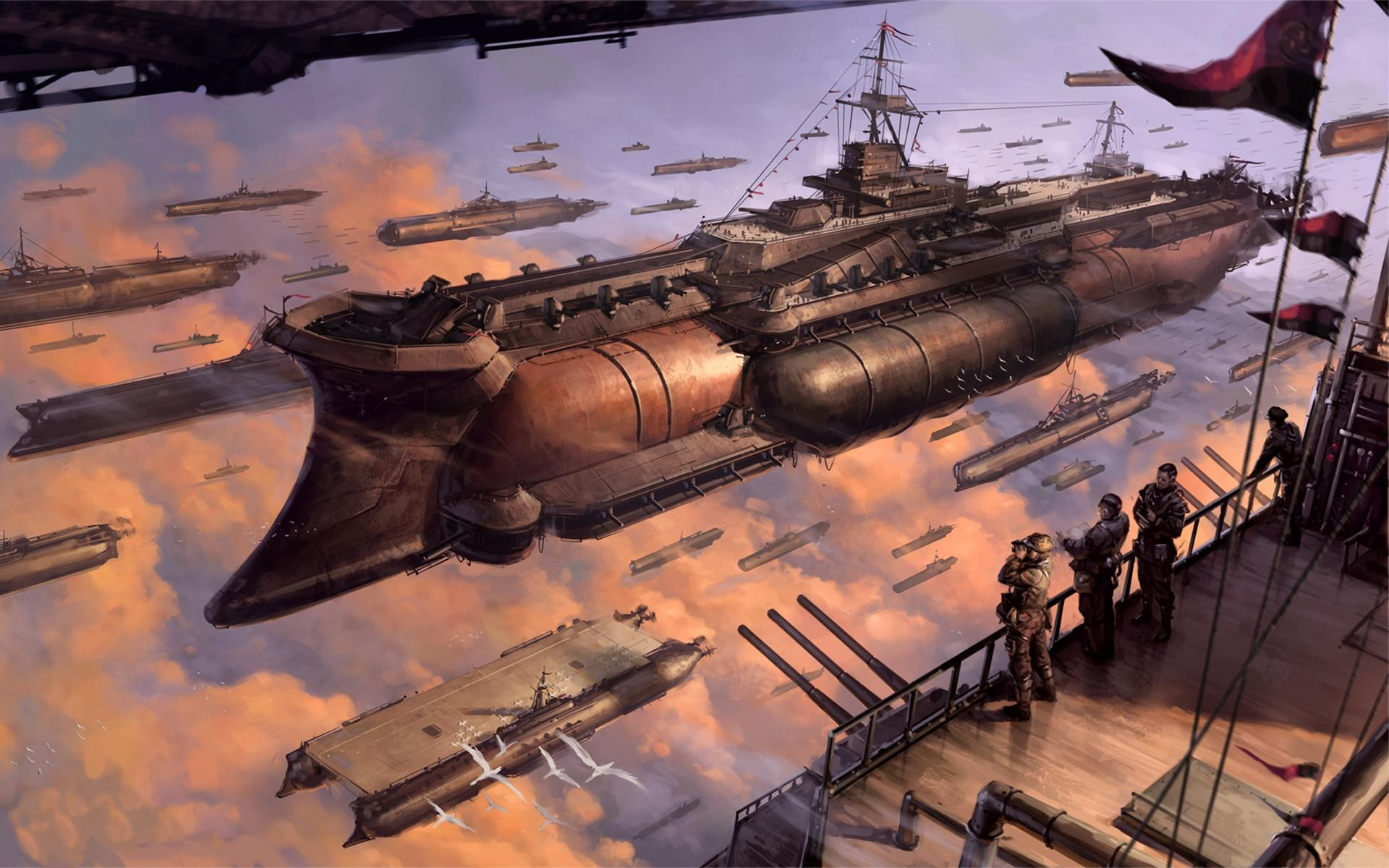Steampunk Battleships Wallpaper
