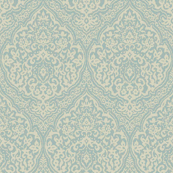Blue And Cream Framed Damask Wallpaper Wall Sticker Outlet