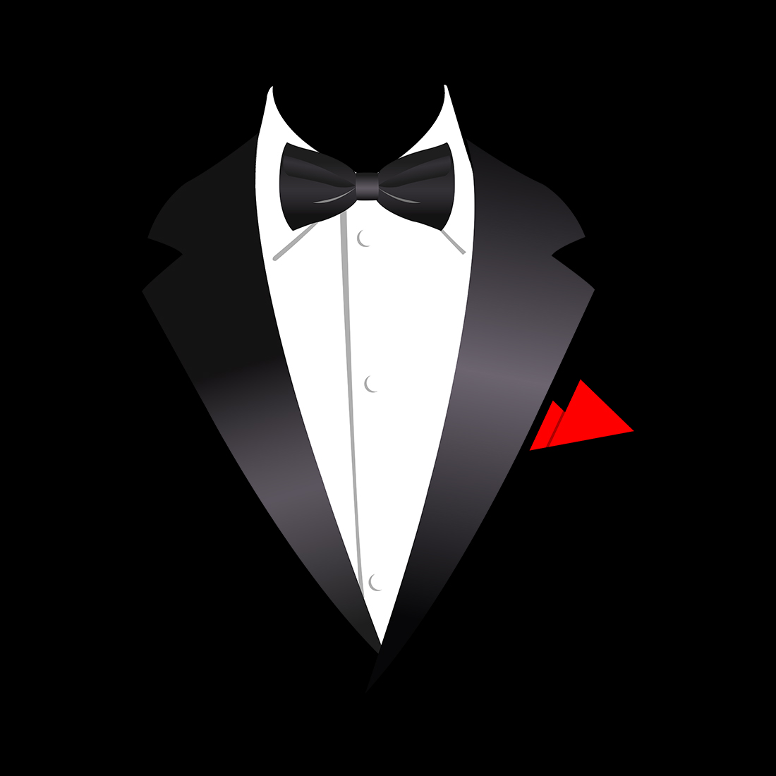 Details About Iamtee Tuxedo T Shirt Classic Black Bow Tie Red Hanky
