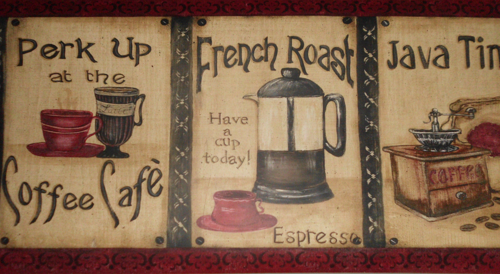 Cafe Java Time French Roast Wallpaper Border X New Coffee