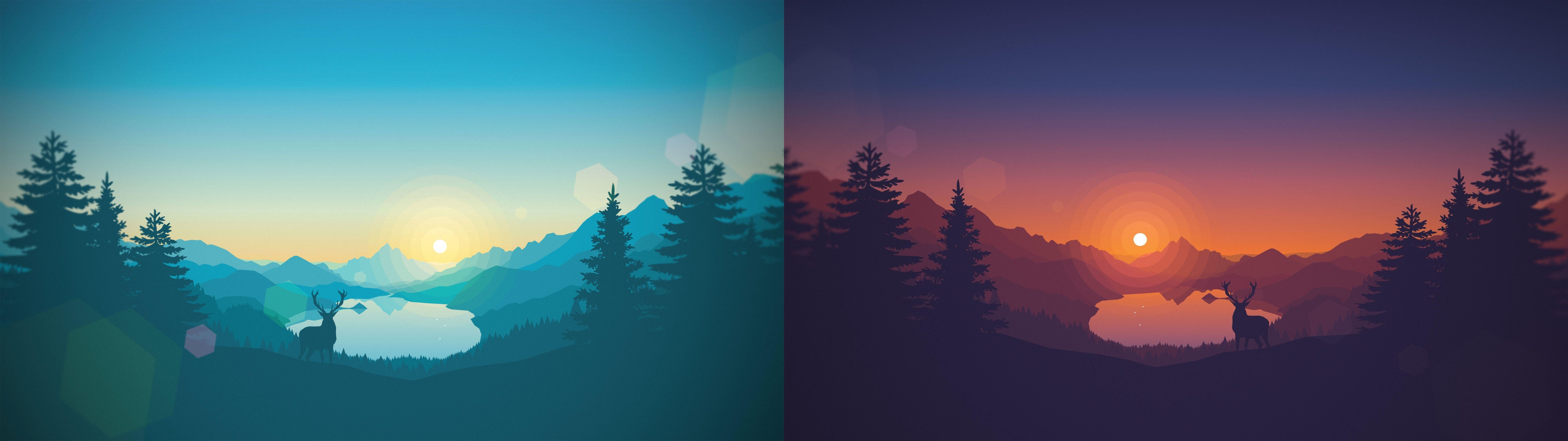 Threw Two Photos Together To Make A Minimal Dual Screen Wallpaper