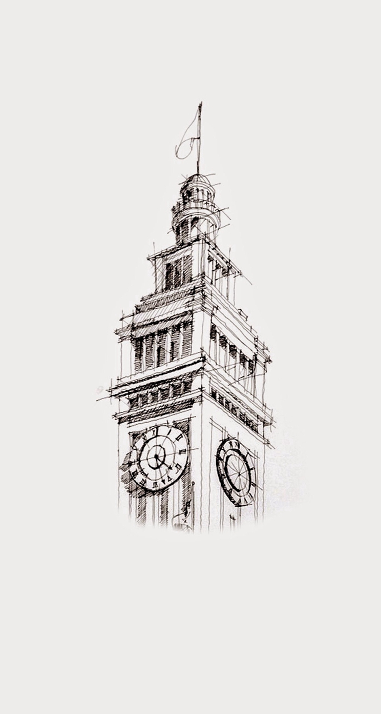 England Architecture Sketch Wallpaper iPhone HD