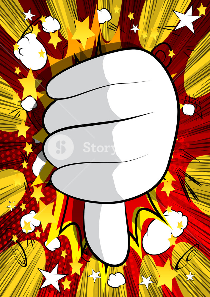 Vector Cartoon Hand Showing Dislike Illustrated Sign On