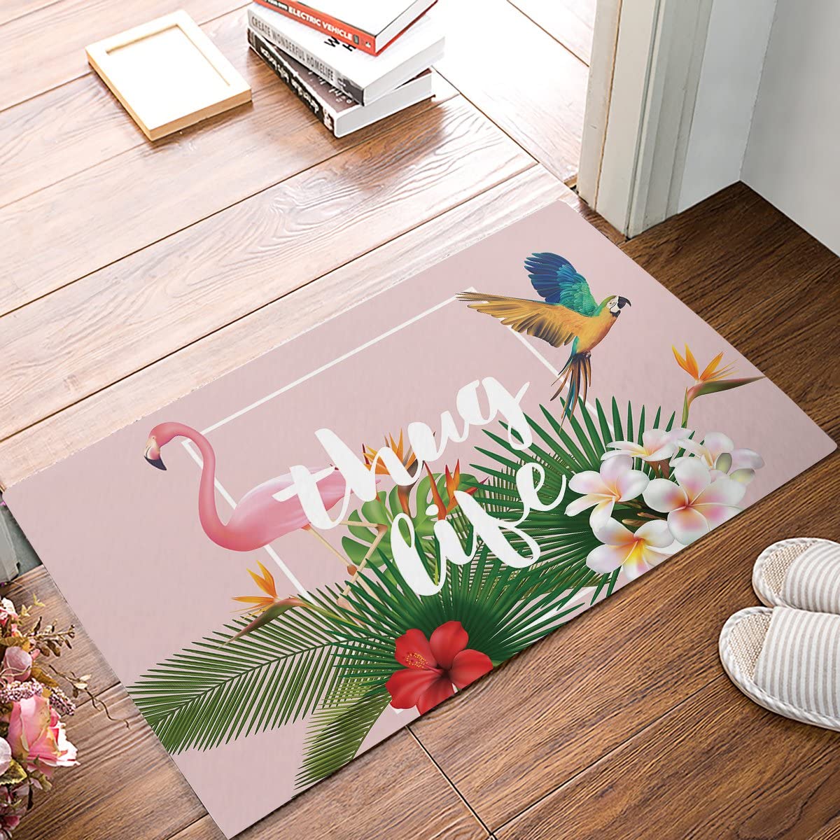 Omnipotent Youth Thug Live With Flamingo Print On Pink Background