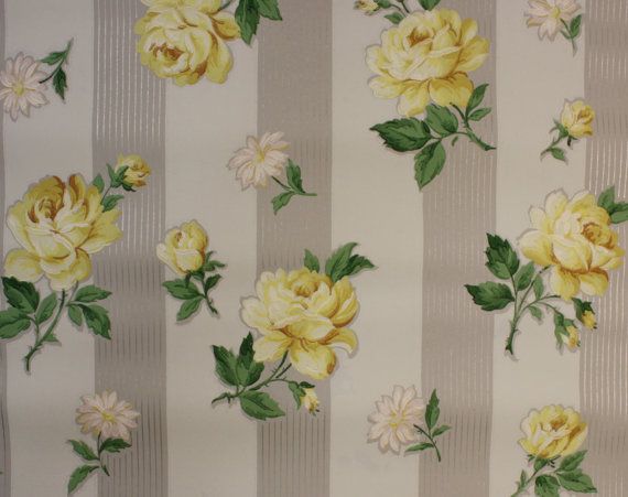 S Vintage Wallpaper Floral With Yellow Roses And