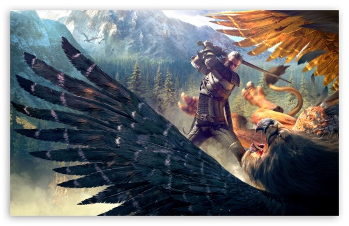 The Witcher Wild Hunt Geralt And A Griffin HD Desktop Wallpaper