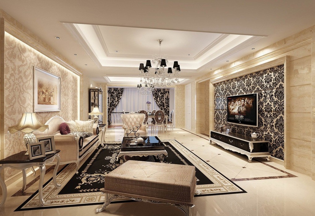 Elegant Wallpaper For Modern Minimalist Living Room Tv Wall 3d House