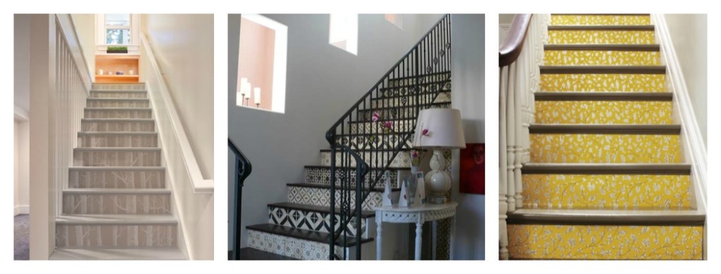 Wallpapered Stair Risers Love Bold Printed Wallpaper But Are Afraid To