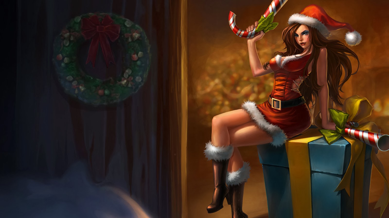 Miss Fortune Candy Cane Gifts League Of Legends Lol Game HD Wallpaper