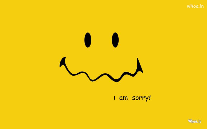 Sad Face Say I am Sorry with Yellow Background Wiescreen Wallpaper 850x531