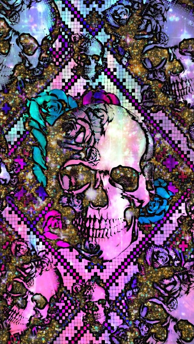 Glittery Grunge Skulls Made By Me Wallpaper