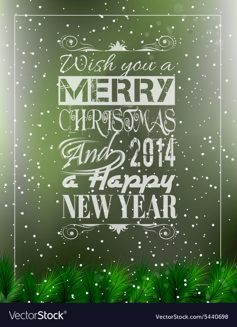 Merry Christmas Vintage Typo Background Vector Image