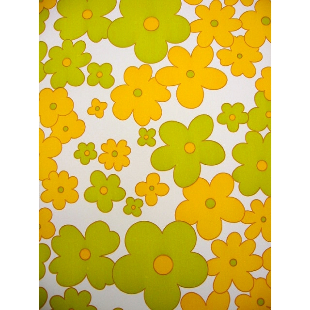 Retro Wallpaper The Vintage Galaxy Yellow Flowers 70s