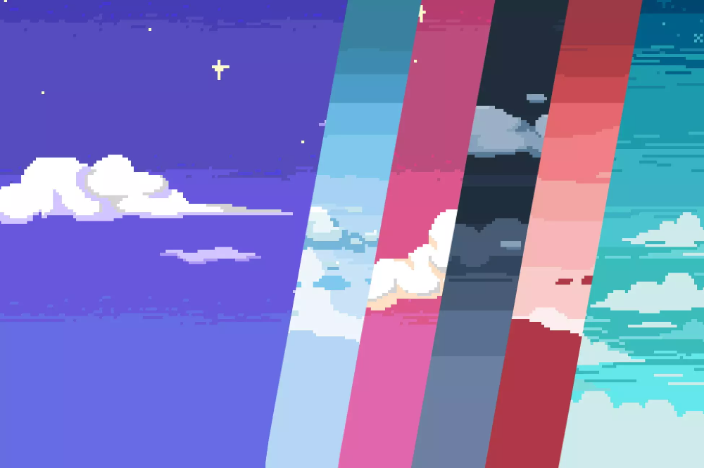2d Pixel Art Background Sky Cloud Environments