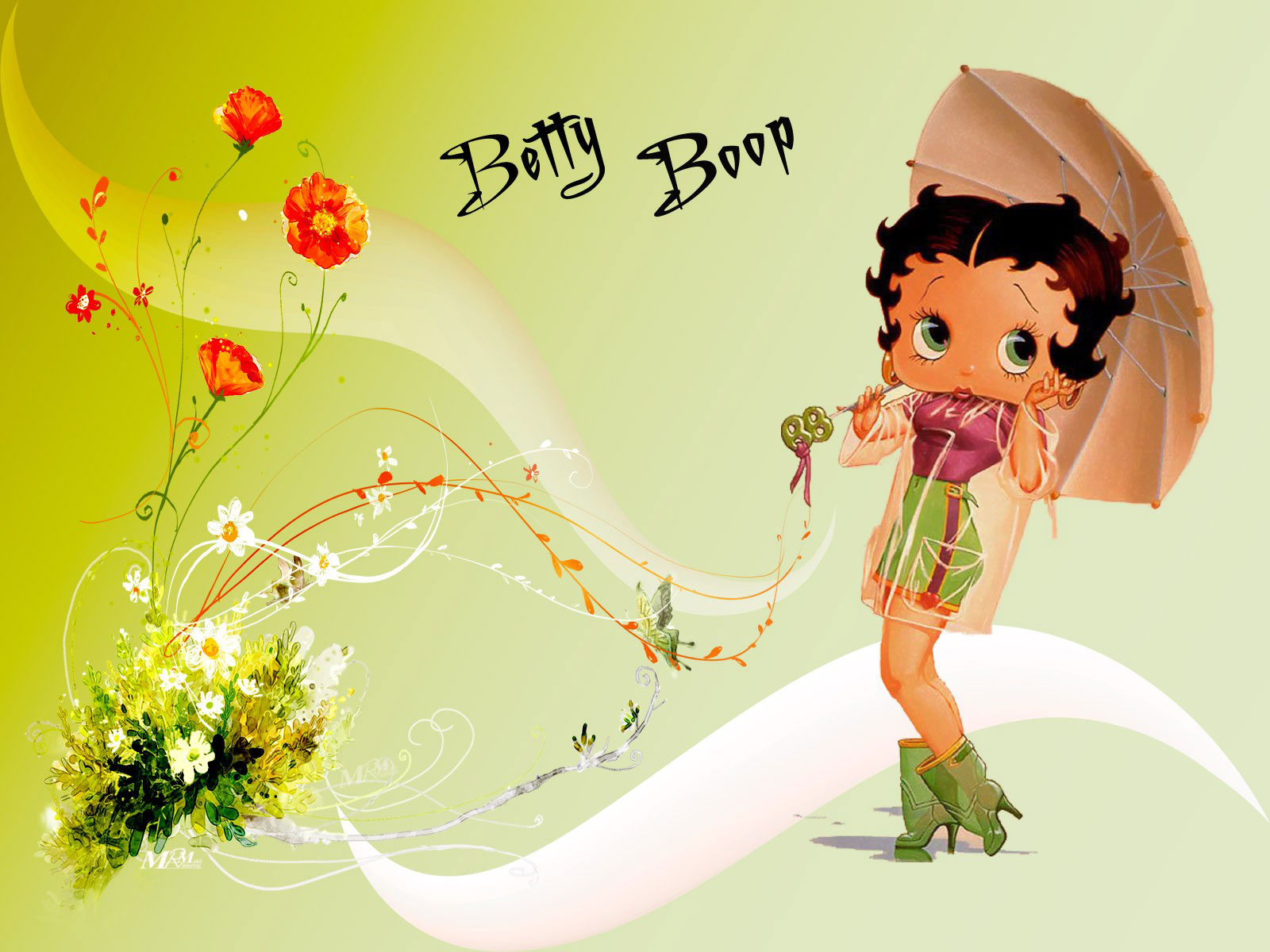 Cartoons Wallpaper Betty Boop Umbrella