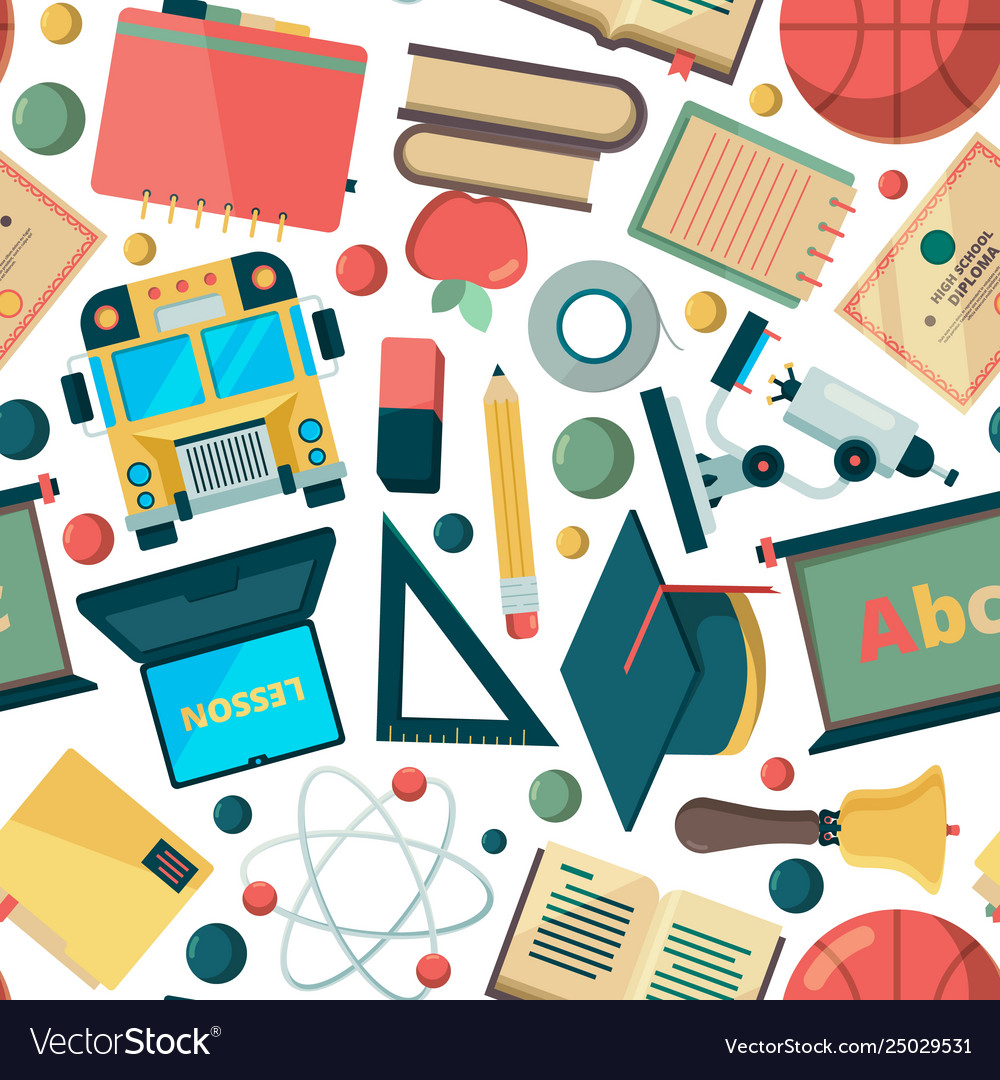 School Seamless Background Education Learning Vector Image