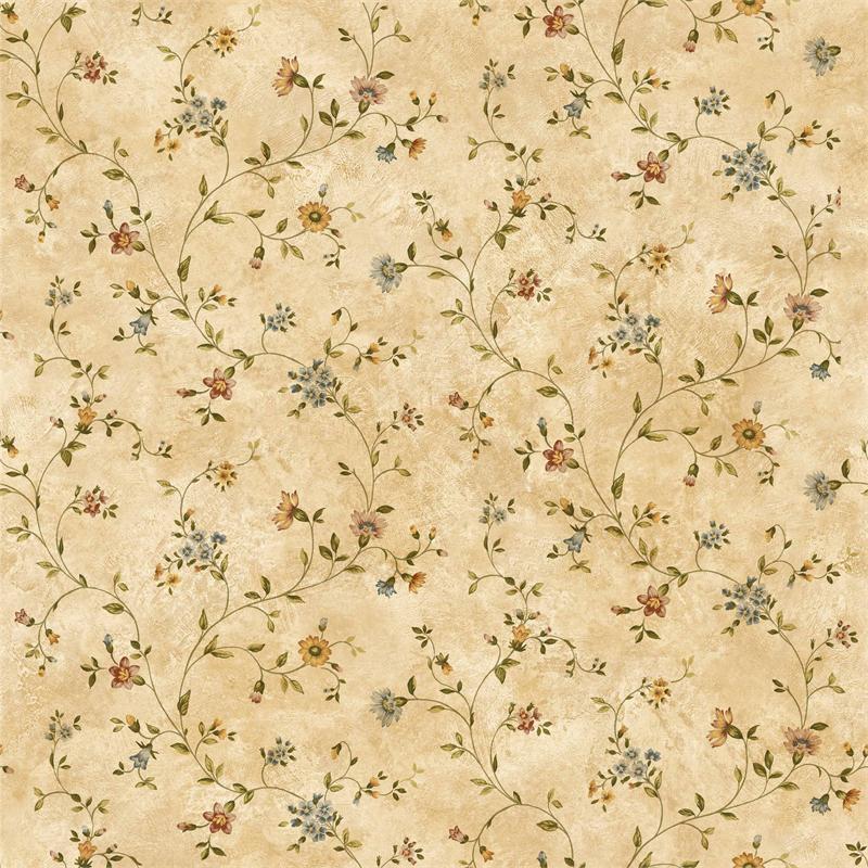 Light Brown Antique Floral Vine Wallpaper