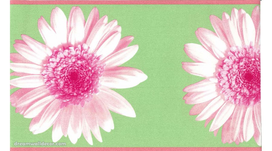 Home Green Pink Flower Wallpaper Border 900x500
