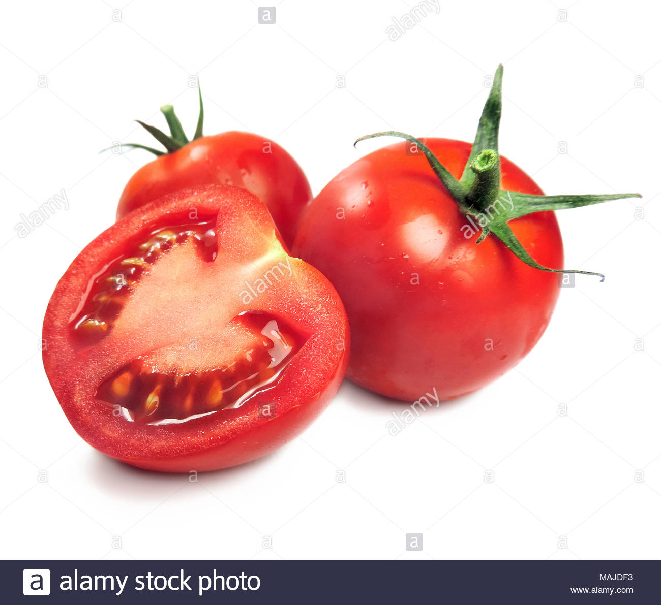 Ripe Tomatoes Or Cherry Isolated On White Background
