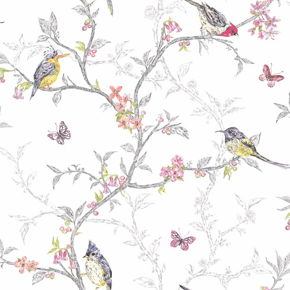 Schumacher Birds and Butterflies Wallpaper Multi on White 2704420 Priced  and Sold as 10 Yard Double Roll  Butterfly wallpaper Bathroom wallpaper  trends Bathroom colors